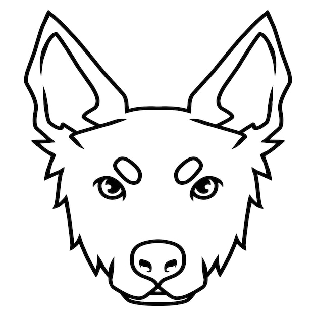 hand getekend van Dog Head Line Art