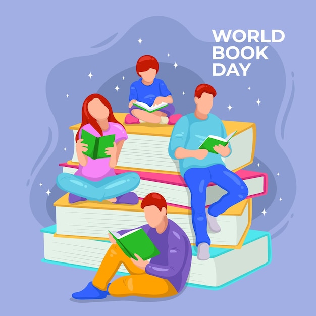 Hand getekend wereld boek dag illustratie