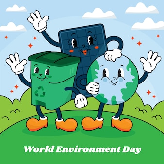 Hand getekend wereld milieu dag illustratie