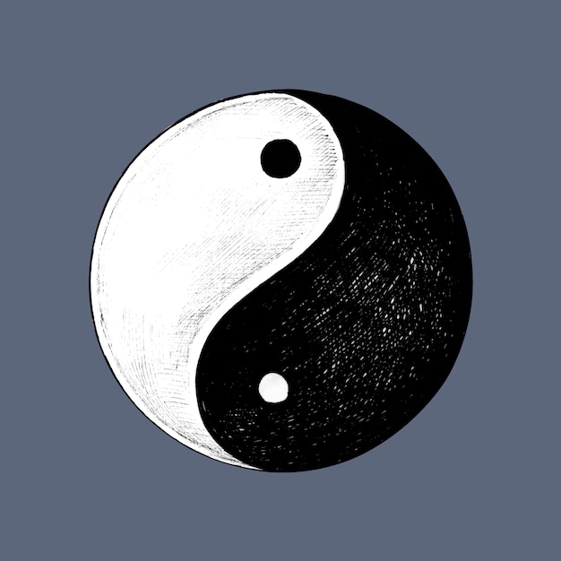 Vector hand getekend yin en yang-symbool