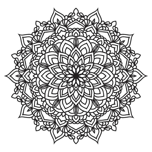 Hand getekend zwart-wit oosterse sierkant ronde mandala