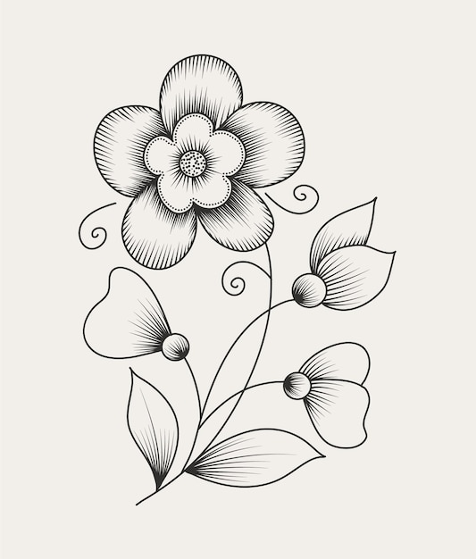 Vector hand getekend zwart-wit tekening van bloem schets van zonnebloem