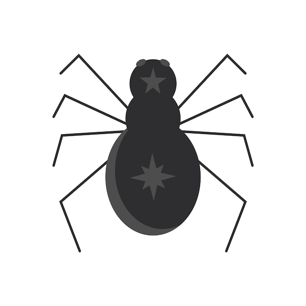 Hand getekend zwarte enge spin halloween pictogram in vlakke stijl