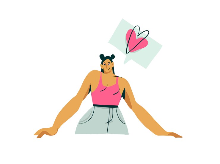 Vector hand getekende abstracte cartoon moderne influencer meisje karakter illustratie kunst op een witte achtergrond