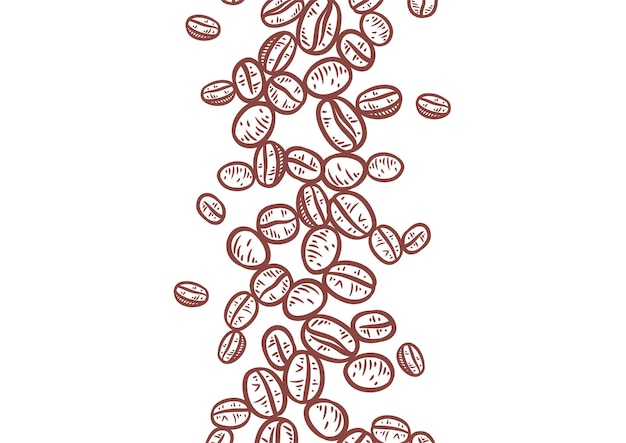 Hand getekende achtergrond met koffiebonen, Vector koffie achtergrondontwerp