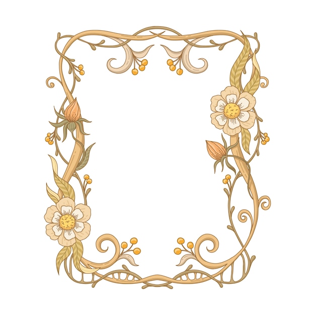 Vector hand getekende art nouveau frame en randen ornament collectie