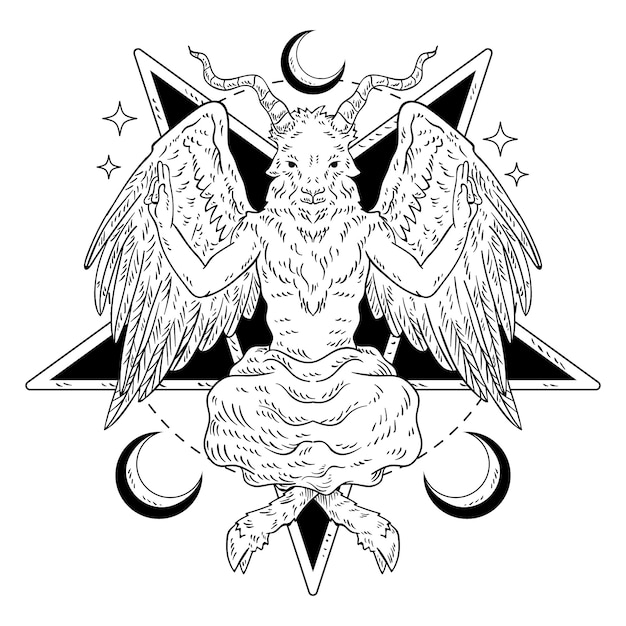 Vector hand getekende baphomet illustratie