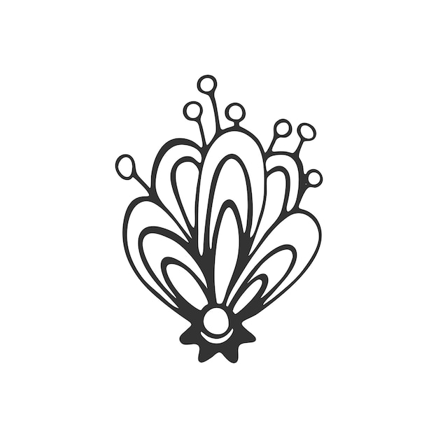 Hand getekende bloem geïsoleerd op een witte achtergrond decoratieve doodle schets illustratie vector bloemen element