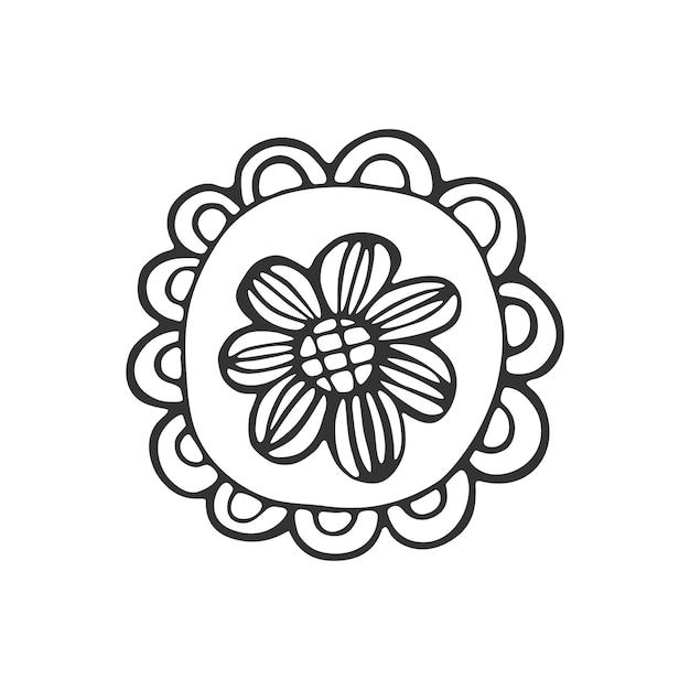 Hand getekende bloem geïsoleerd op een witte achtergrond Decoratieve doodle schets illustratie Vector bloemen element