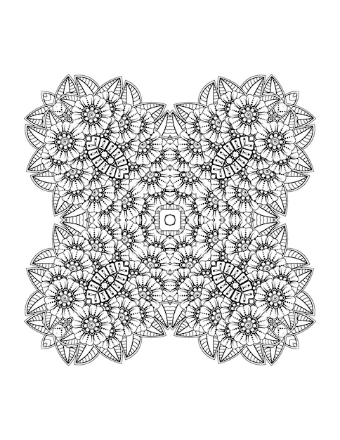 Hand getekende bloem illustratie Mandala kleurplaat voor volwassene en mandala kdp interieur