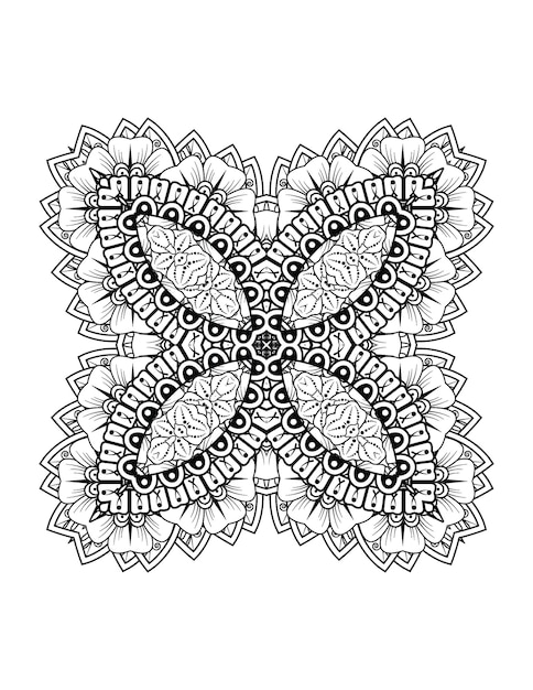 Hand getekende bloem illustratie Mandala kleurplaat voor volwassene en mandala kdp interieur