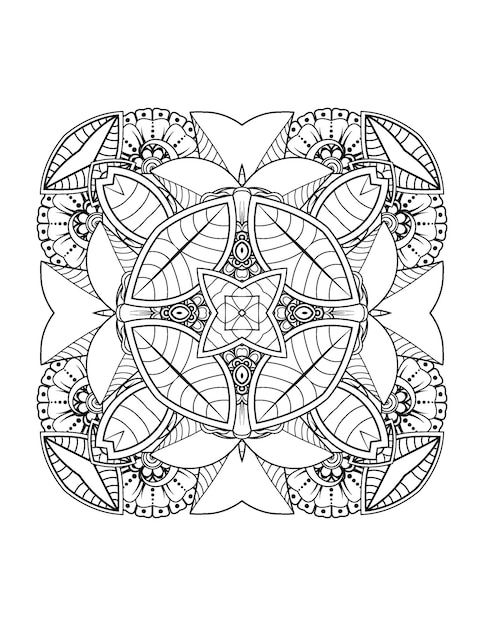 Hand getekende bloem illustratie Mandala kleurplaat voor volwassene en mandala kdp interieur