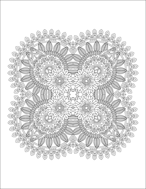 Hand getekende bloem illustratie Mandala kleurplaat voor volwassene en mandala kdp interieur