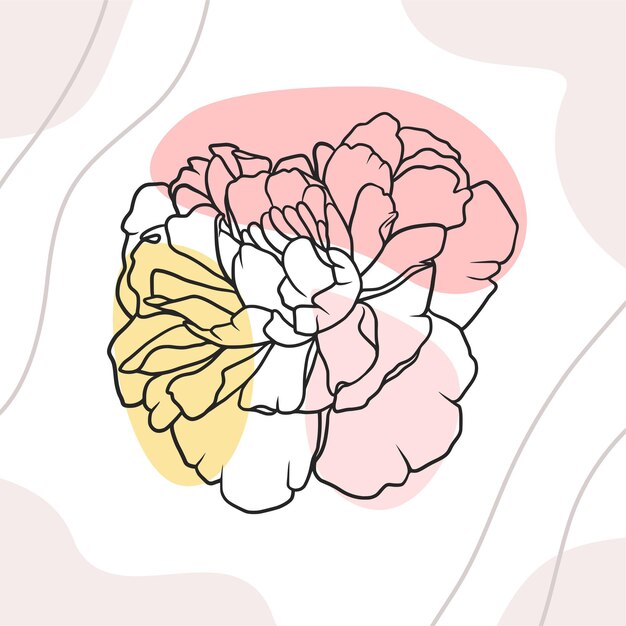 Hand getekende bloem in lijn kunststijl d