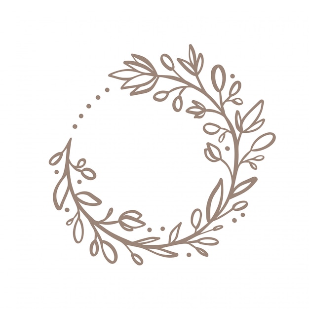 Hand getekende bloem krans logo. bloemdessin lente frame-element voor uitnodigingen