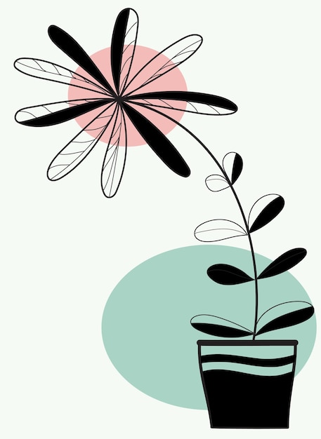 Hand getekende bloem lijn botanische doodle vector design