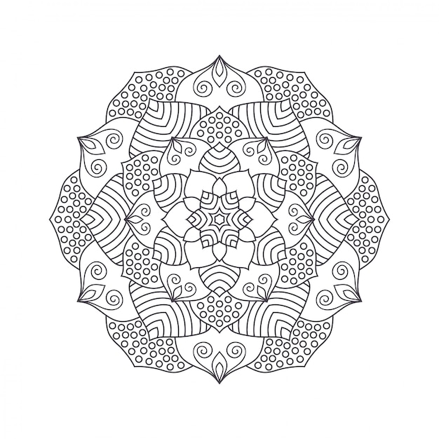 Hand getekende bloem mandala voor kleurboek.