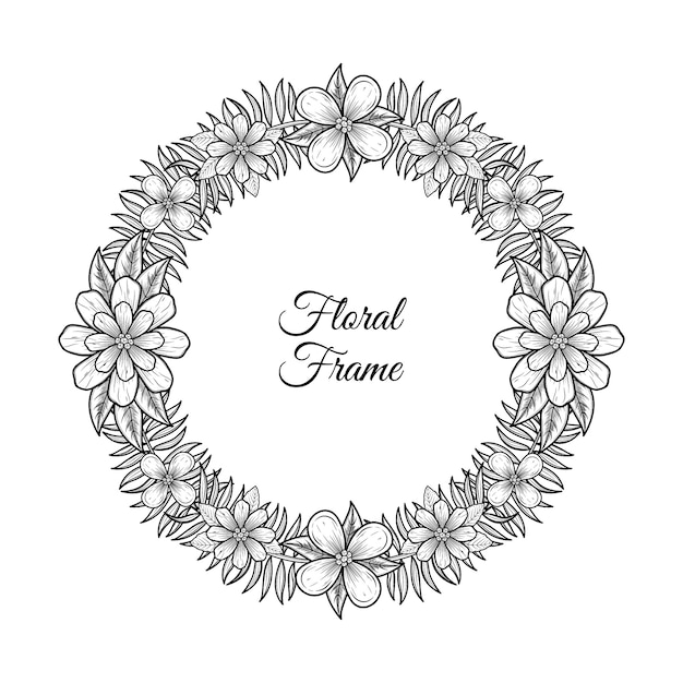 Hand getekende bloemen frame