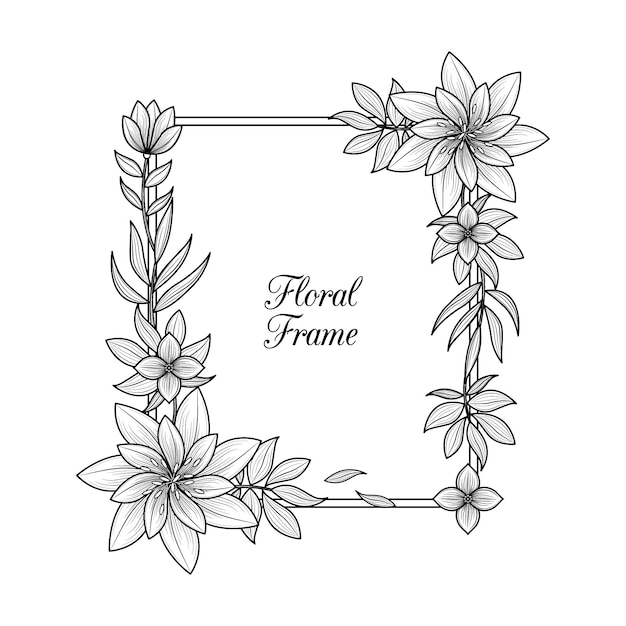 Hand getekende bloemen Frame