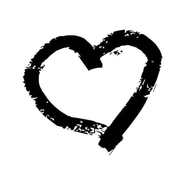 Hand getekende borstel harten. Grunge zwart doodle hart op witte achtergrond. Romantisch liefdessymbool. Vector illustratie.