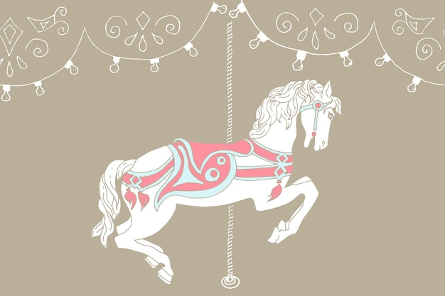 Hand getekende carrousel paard Vector illustratie