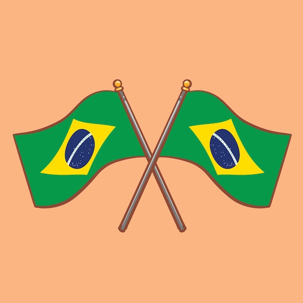 Hand getekende cartoon afbeelding van Braziliaanse vlag