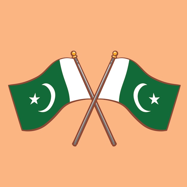 Hand getekende cartoon afbeelding van Pakistaanse vlag