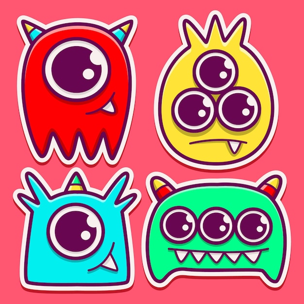 Hand getekende cartoon monster doodle sticker