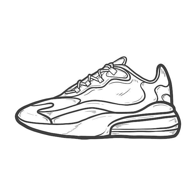 Hand getekende cartoon schoenen Sneakers Sport. Cartoon stijl Vector.