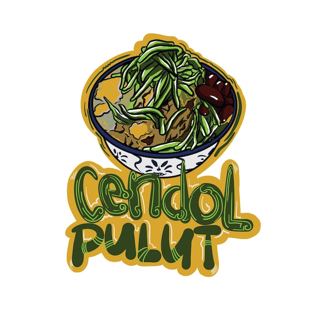 Hand getekende cendol pulut illustratie