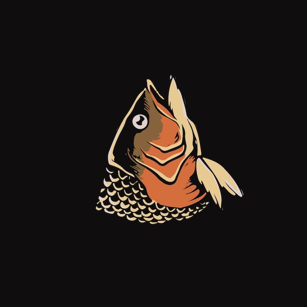 Vector hand getekende coole vis hoofd logo afbeelding