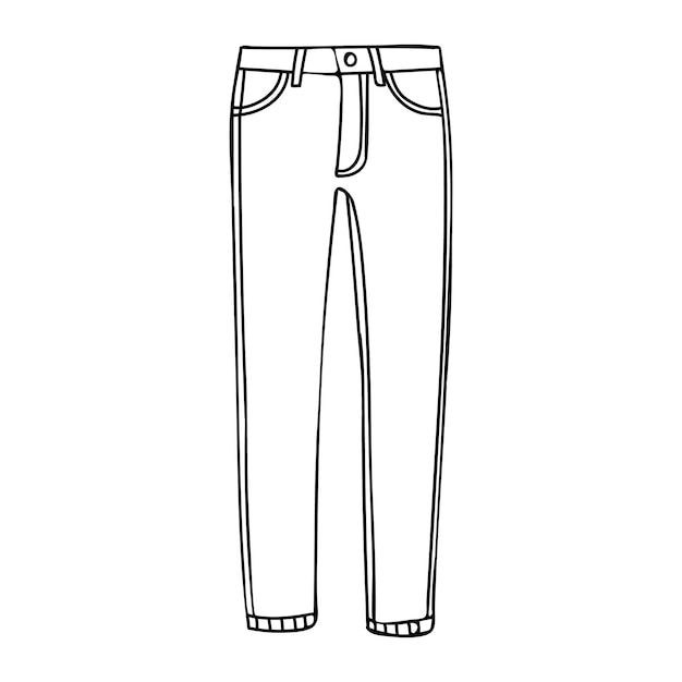 Hand getekende denim jeans illustratie. Doodle denim jeans icoon