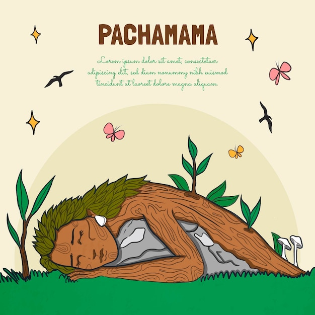 Hand getekende dia de la pachamama illustratie