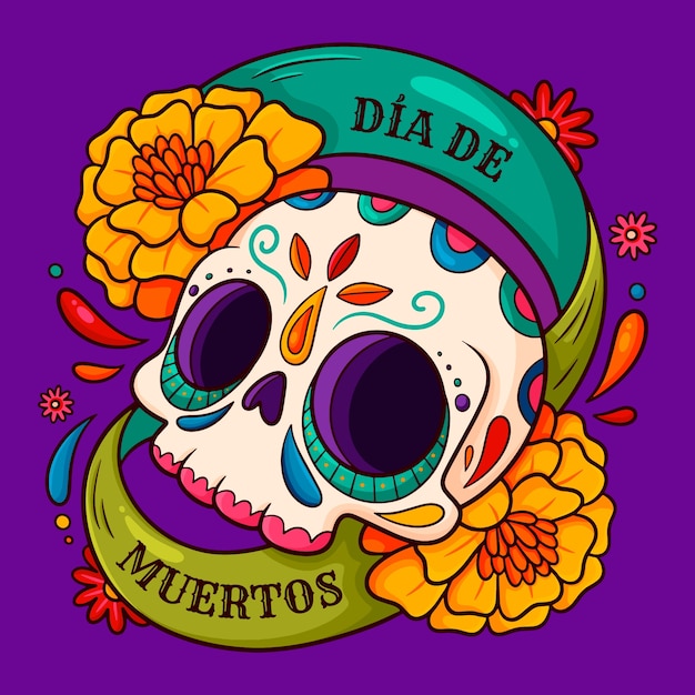 Hand getekende dia de muertos illustratie