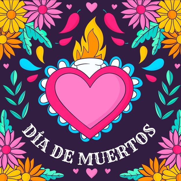 Hand getekende dia de muertos viering illustratie