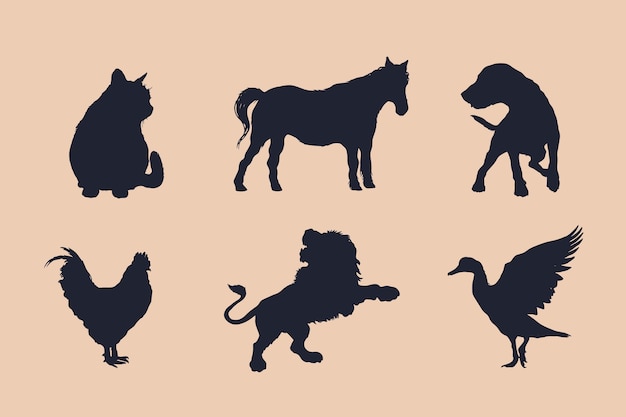 Hand getekende dieren silhouet illustratie