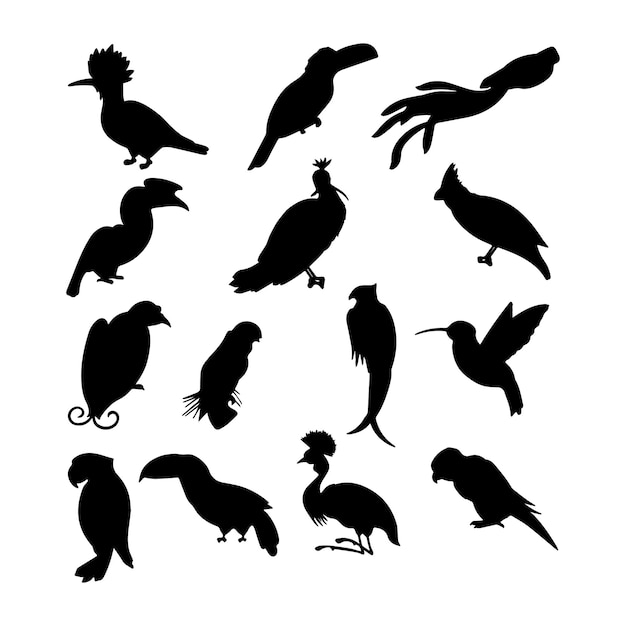 Hand getekende dieren silhouet set illustratie