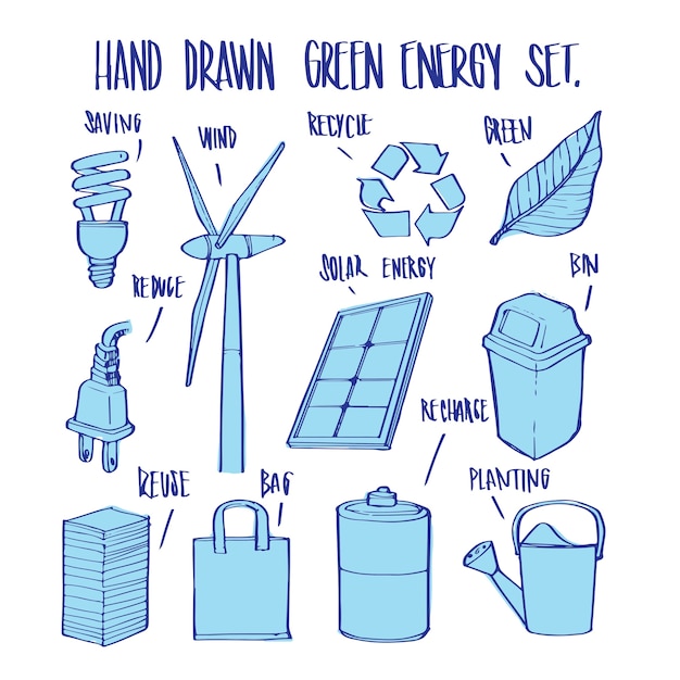 Hand getekende ecologie en elementen, illustratie vector voor infographic of ander gebruik.