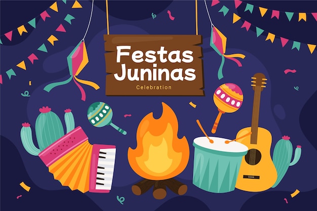 Hand getekende festas juninas achtergrond