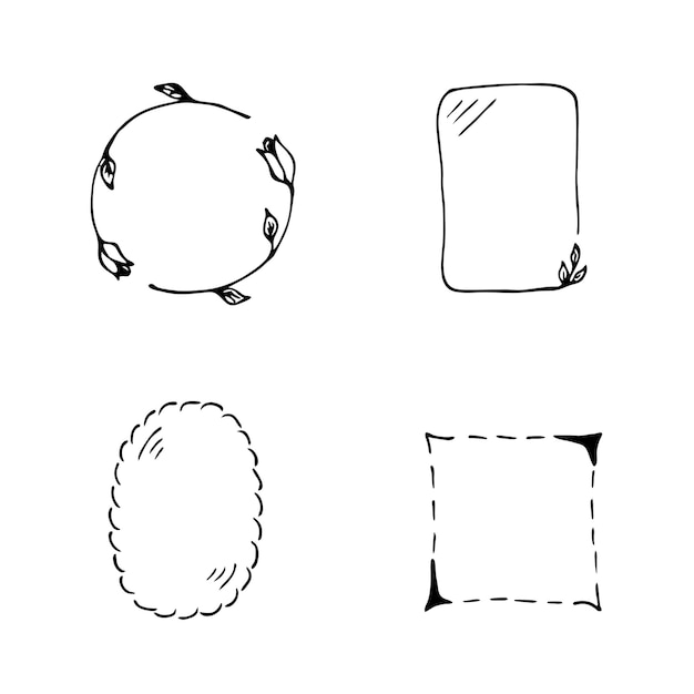 Hand getekende frame geïsoleerd. vector schets zwart-wit achtergrond illustratie pictogram doodle.