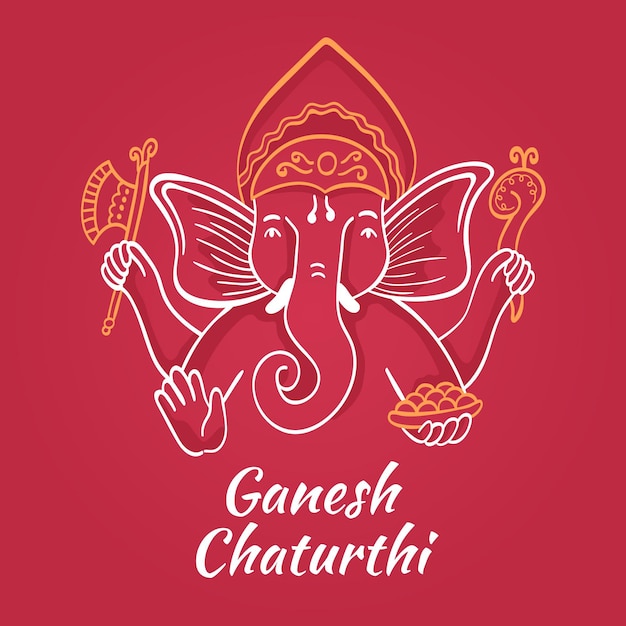 Hand getekende ganesh chaturthi