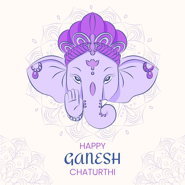 Hand getekende ganesh chaturthi