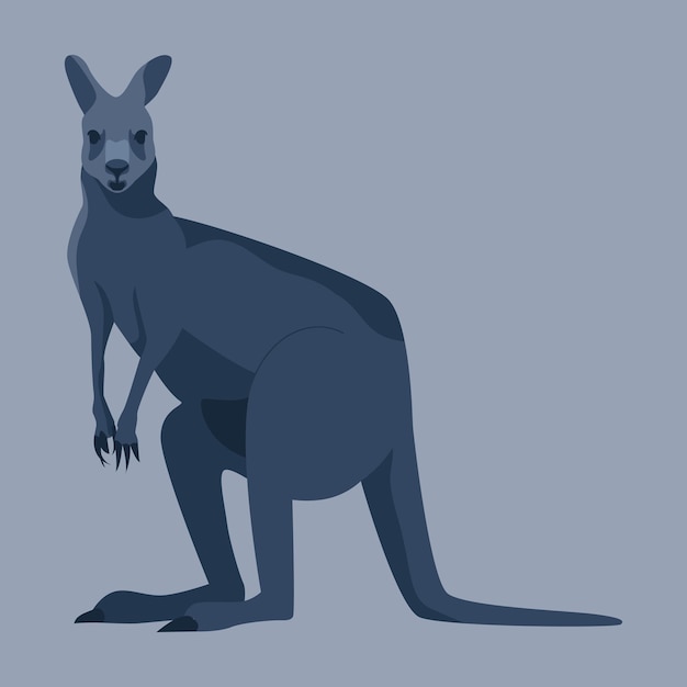 Hand getekende gestileerde kangoeroe silhouet