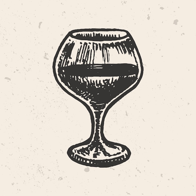 Hand getekende glas wijn schets illustratie