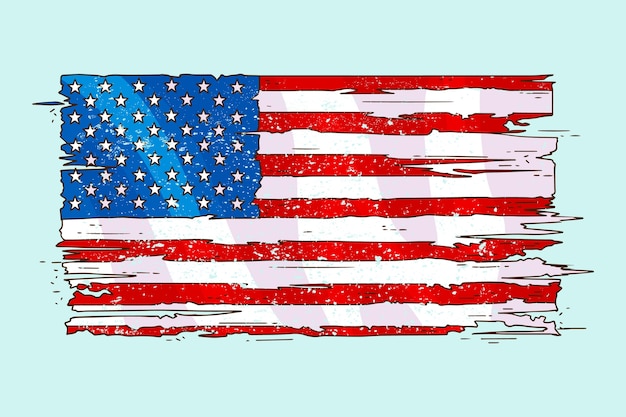 Hand getekende grunge amerikaanse vlag