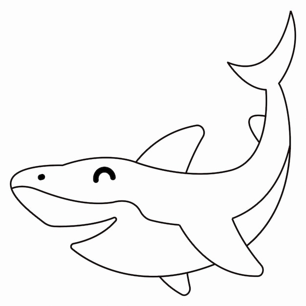 Hand getekende haai in doodle stijl schets. lijntekeningen en kleur. kinderen onderwijs.