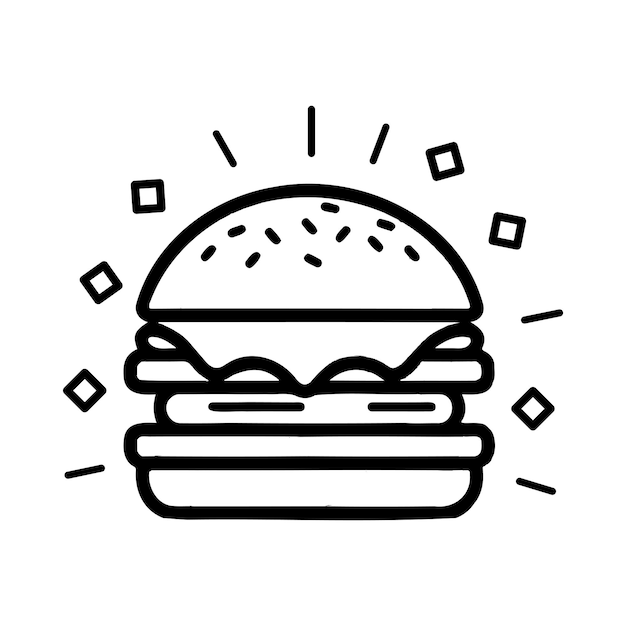 Vector hand getekende hamburger in doodle stijl