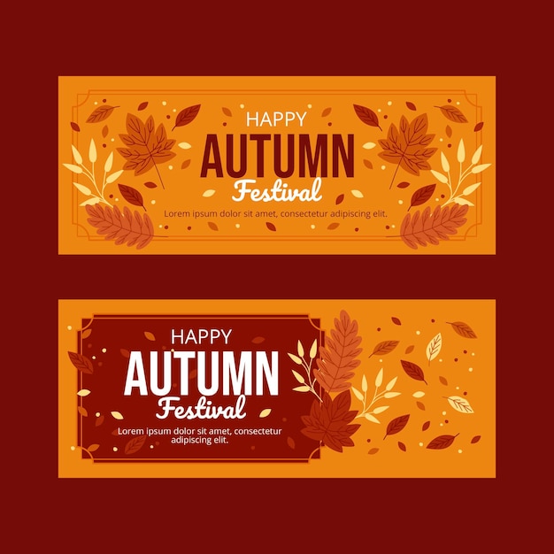 Vector hand getekende herfst banners set