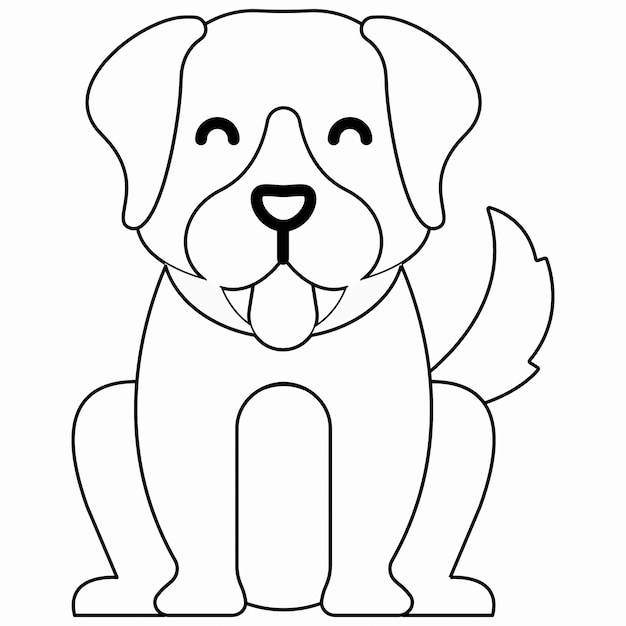 Hand getekende hond in doodle stijl schets. lijntekeningen en kleur. onderwijs voor kinderen