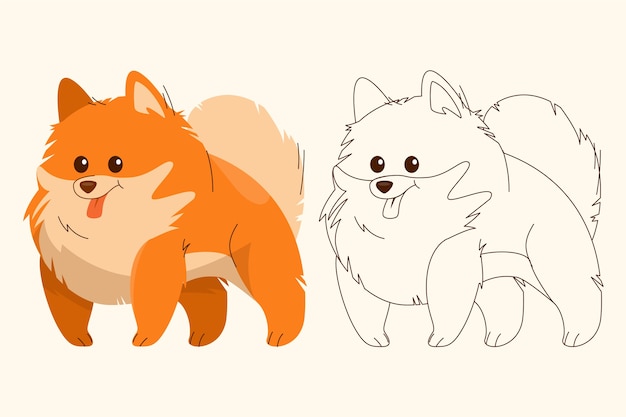 Hand getekende hond schets illustratie
